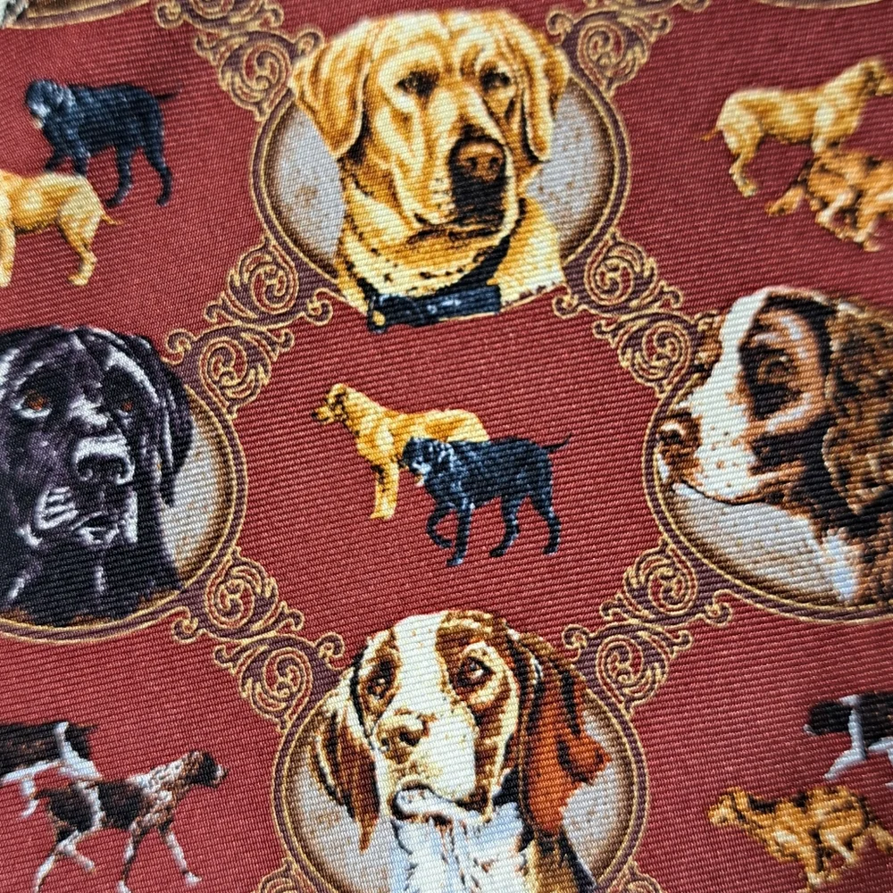 Vintage Men's 100% Silk Tie 2004 Jon Q.‎ Wright & Artists Color/Copper Dogs